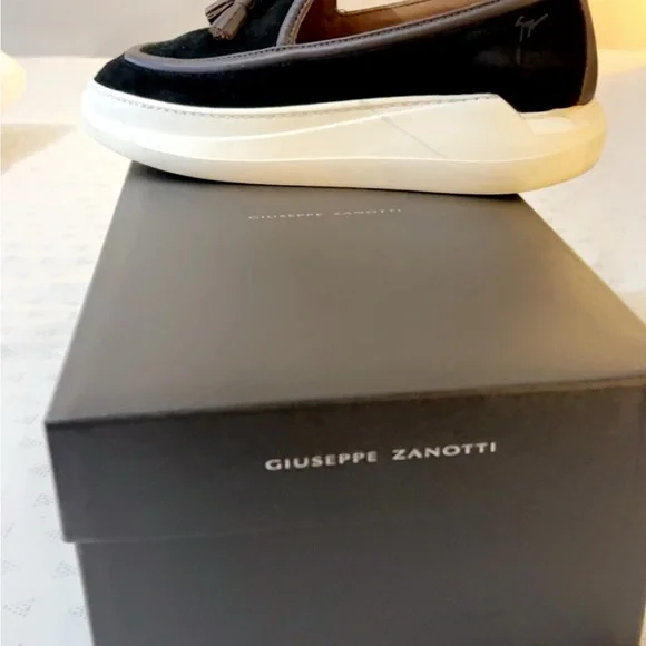Giuseppe Zanotti Men\'s Black and White Loafers Giuseppe Zanotti Tuxedo Diamond Leather Loafers | Black  main image 2